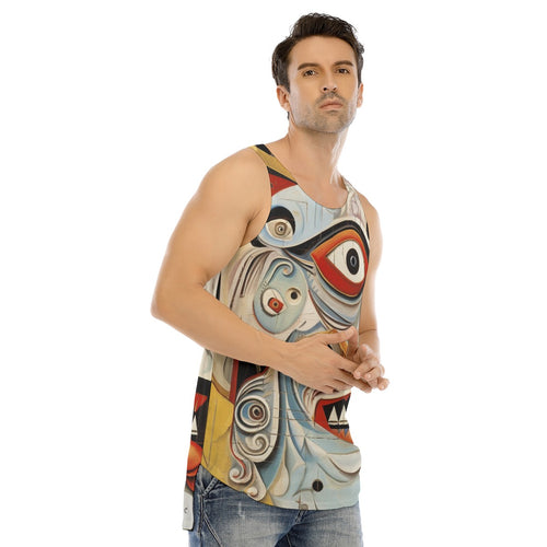 All-Over Print Men's Curved Hem Long Tank Top