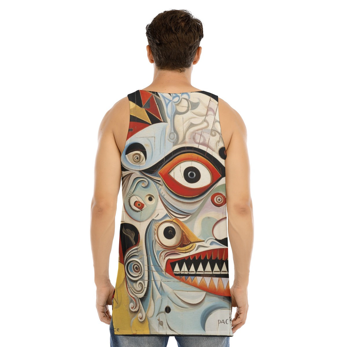 All-Over Print Men's Curved Hem Long Tank Top